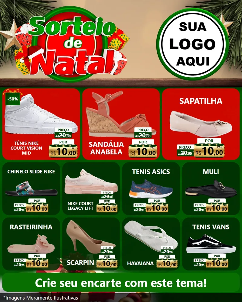 Modelo de Rede Social para Feed Instagram com o tema Sorteio de Natal para Calçados