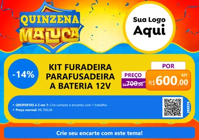 Modelo de Cartaz para Cartaz A4 Horizontal com o tema Quinzena Maluca para Maquinas e Ferramentas