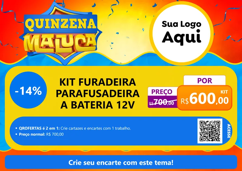 Modelo de Cartaz para Cartaz A4 Horizontal com o tema Quinzena Maluca para Maquinas e Ferramentas