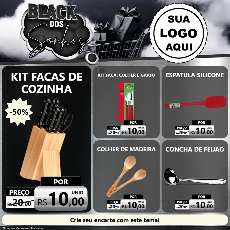 Modelo de Rede Social para Feed Facebook com o tema Black dos Sonhos para Utilidades Domésticas