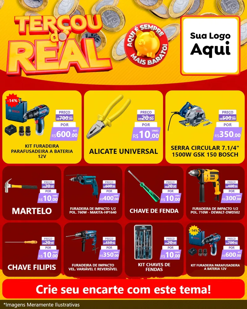Modelo de Rede Social para Feed Instagram com o tema Terçou do Real para Maquinas e Ferramentas