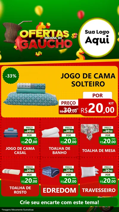 Modelo de Rede Social para Stories com o tema Ofertas Semana Do Gaúcho para Cama, Mesa e Banho