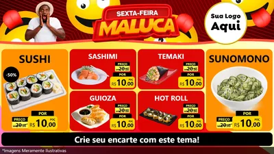Modelo de TV para TV Horizontal com o tema Sexta-feira Maluca para Comida japonesa