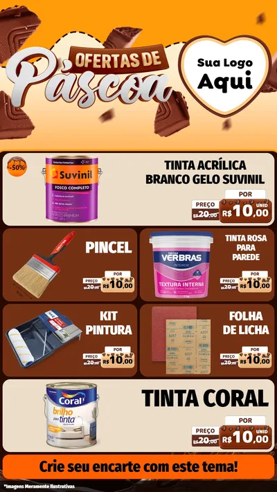 Modelo de TV para TV Vertical com o tema Ofertas de Páscoa para Tintas e Ferramentas
