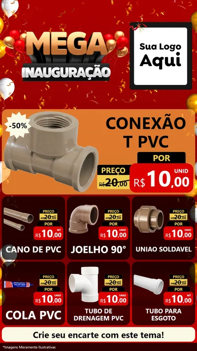 Modelo de Rede Social para Stories com o tema Mega Inauguração para Tubos e conexões
