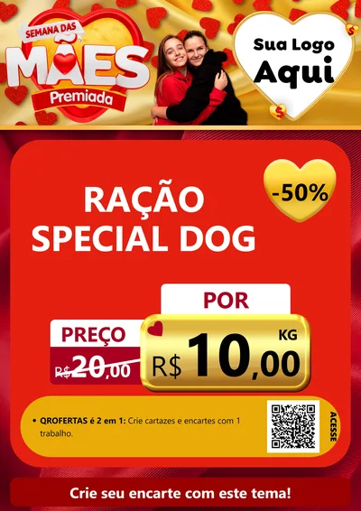 Modelo de Cartaz para Cartaz A4 Vertical com o tema Semana das Mães Premiada para Pet Shop