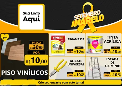 Modelo de Encarte para Encarte A4 Horizontal com o tema Setembro Amarelo para Material para Construção
