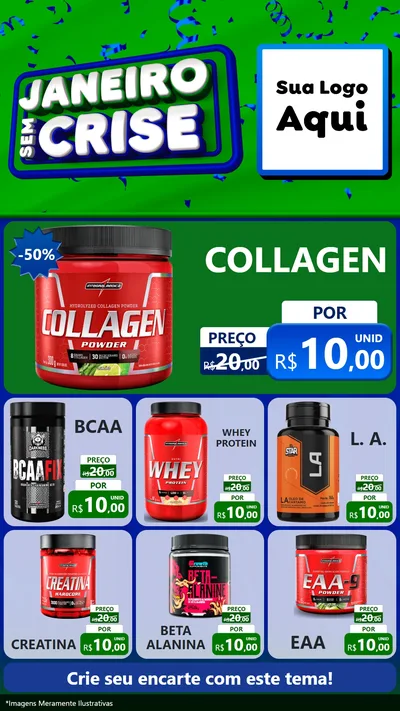 Modelo de Rede Social para Stories com o tema Janeiro Sem Crise para Suplementos alimentares