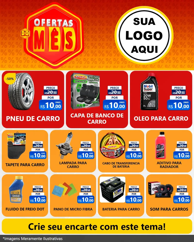 Modelo de Rede Social para Feed Instagram com o tema Ofertas do Mês para Auto peças