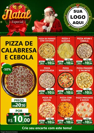 Modelo de Encarte para Encarte A4 Vertical com o tema Natal Especial para Pizzaria