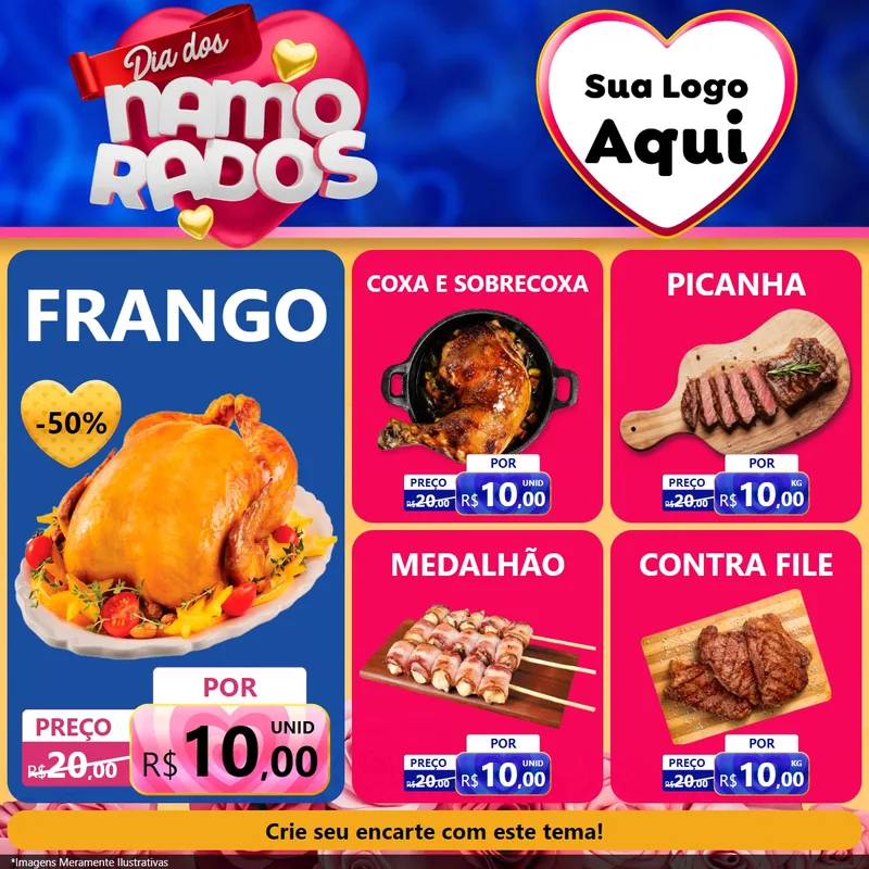 Modelo de Rede Social para Feed Facebook com o tema Dia dos namorados para Assados