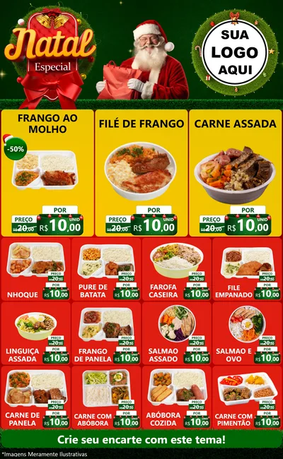 Modelo de Encarte para Encarte Grande com o tema Natal Especial para Restaurante