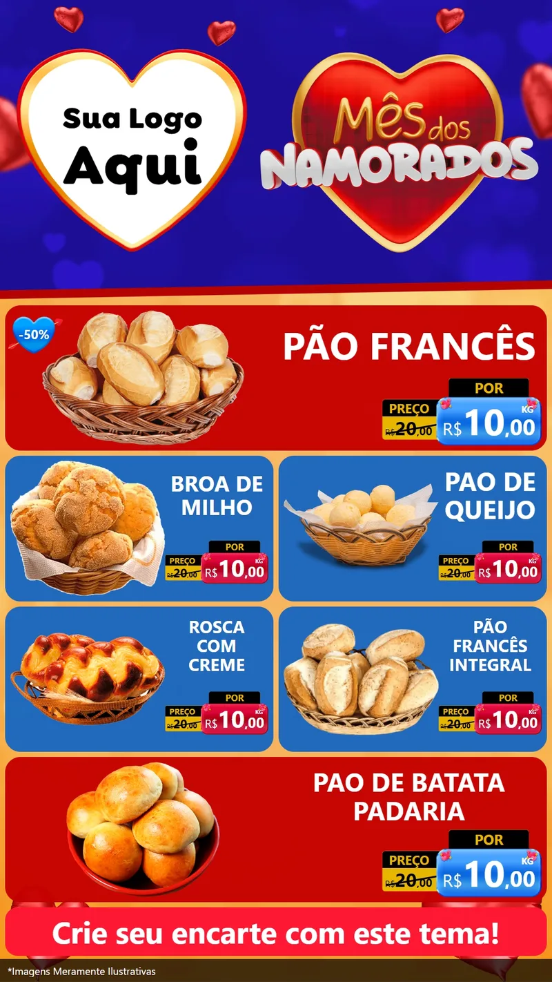 Modelo de TV para TV Vertical com o tema Mês dos Namorados para Padaria
