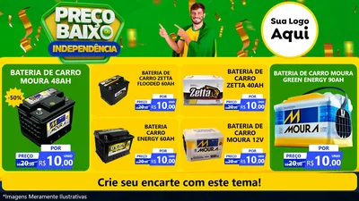Modelo de TV para TV Horizontal com o tema Preço Baixo de Independência para Baterias Elétricas