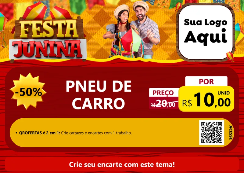 Modelo de Cartaz para Cartaz A4 Horizontal com o tema Festa Junina para Auto peças