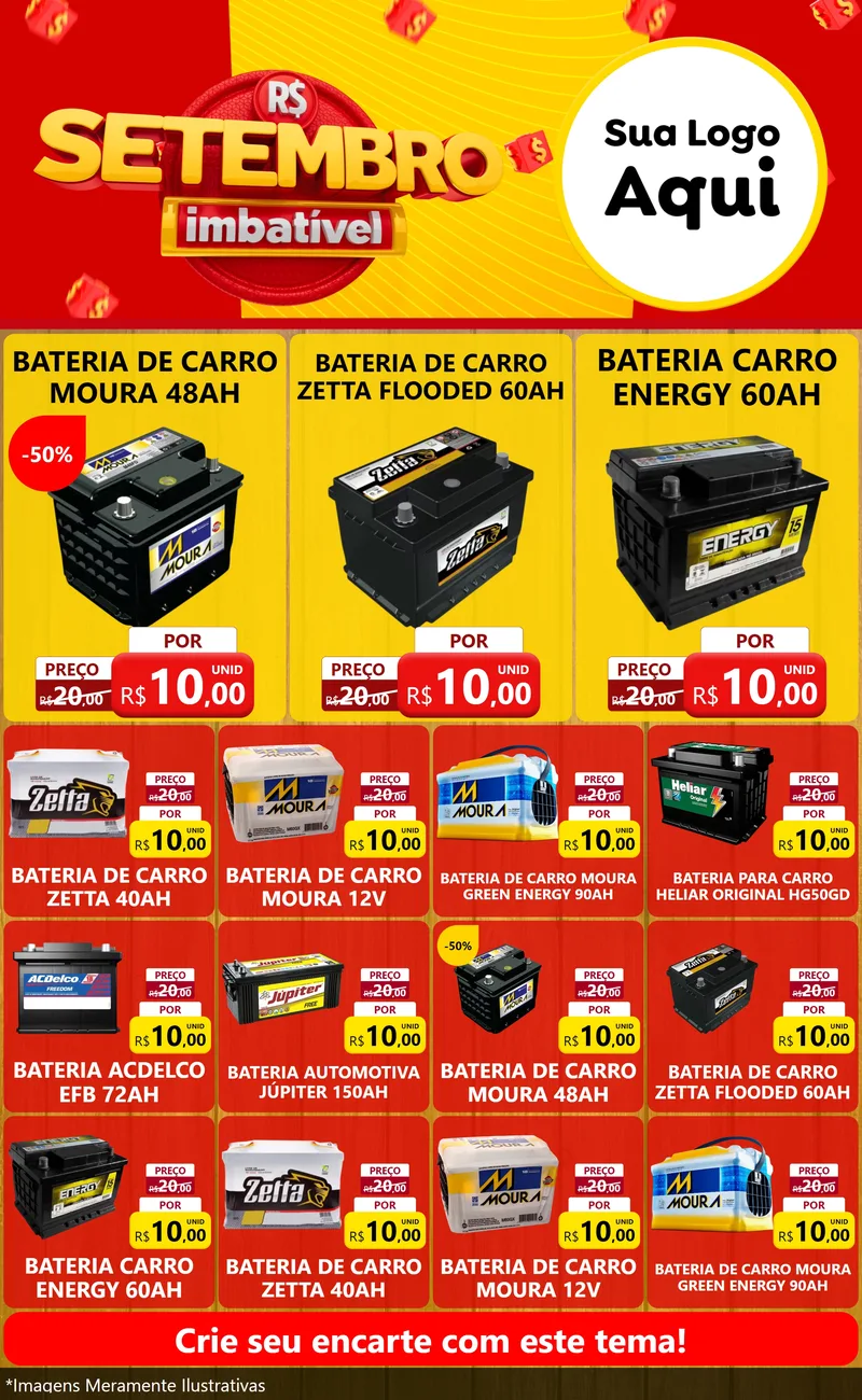 Modelo de Encarte para Encarte Grande com o tema Setembro Imbatível para Baterias Elétricas