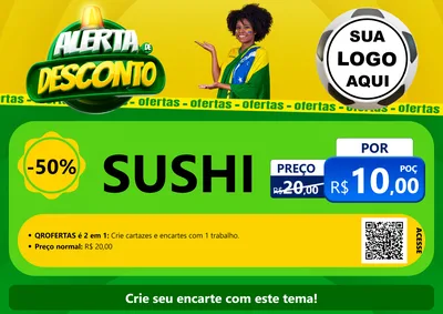 Modelo de Cartaz para Cartaz A4 Horizontal com o tema Alerta de Desconto para Comida japonesa