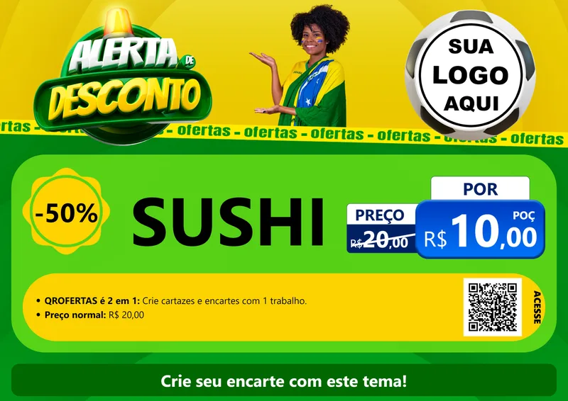 Modelo de Cartaz para Cartaz A4 Horizontal com o tema Alerta de Desconto para Comida japonesa