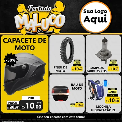 Modelo de Rede Social para Feed Facebook com o tema Feriado Maluco para Moto peças