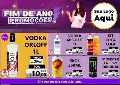 Modelo de Encarte para Encarte A4 Horizontal com o tema Fim de Ano Promoções para Distribuidora de bebidas