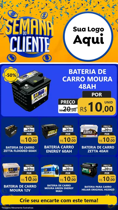 Modelo de Rede Social para Stories com o tema Semana do Cliente para Baterias Elétricas