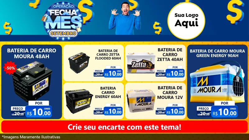 Modelo de TV para TV Horizontal com o tema Operação Fecha Mês Setembro para Baterias Elétricas