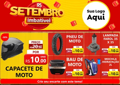 Modelo de Encarte para Encarte A4 Horizontal com o tema Setembro Imbatível para Moto peças