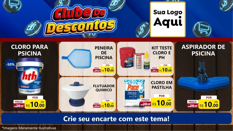 Modelo de TV para TV Horizontal com o tema Clube de Descontos para Produtos para Piscina