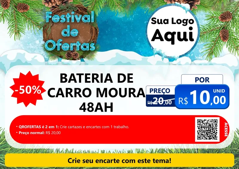 Modelo de Cartaz para Cartaz A4 Horizontal com o tema Festival de Ofertas - Inverno para Baterias Elétricas
