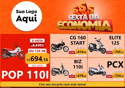 Modelo de Encarte para Encarte A4 Horizontal com o tema Sexta da Economia para Concessionaria de Motos