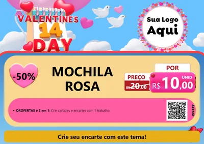Modelo de Cartaz para Cartaz A4 Horizontal com o tema Valentine's Day para Papelaria