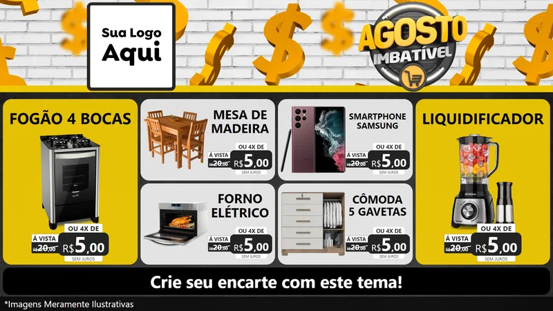 Modelo de TV para TV Horizontal com o tema Agosto imbatível para Móveis e Eletro