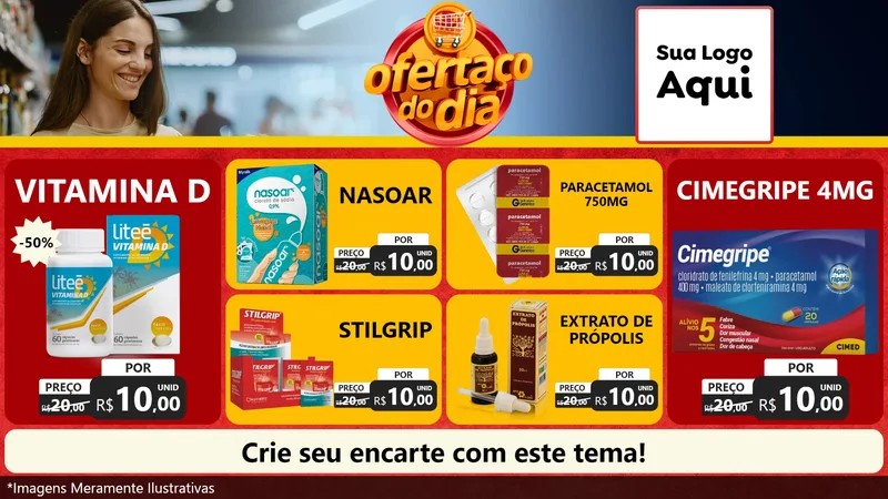 Modelo de TV para TV Horizontal com o tema Ofertaço Do Dia para Farmácia