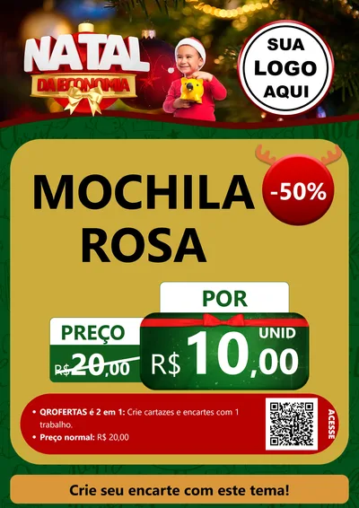 Modelo de Cartaz para Cartaz A4 Vertical com o tema Natal da Economia para Papelaria