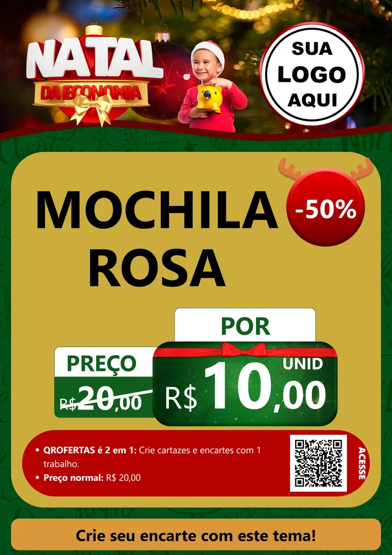 Modelo de Cartaz para Cartaz A4 Vertical com o tema Natal da Economia para Papelaria