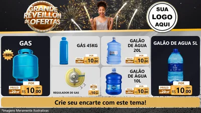 Modelo de TV para TV Horizontal com o tema Grande Réveillon de Ofertas para Água e gás