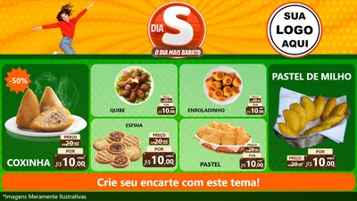 Modelo de TV para TV Horizontal com o tema Dia S - O Dia Mais Barato para Salgadaria