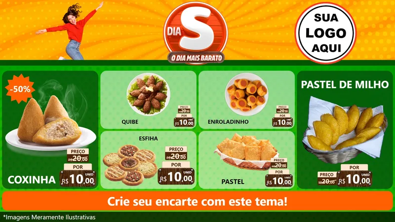 Modelo de TV para TV Horizontal com o tema Dia S - O Dia Mais Barato para Salgadaria