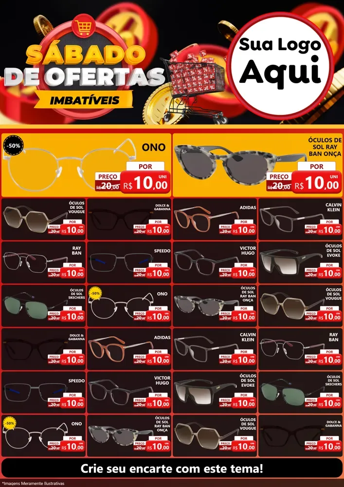 Modelo de Encarte para Encarte A4 Vertical com o tema Sábado de Ofertas Imbatíveis para Óticas