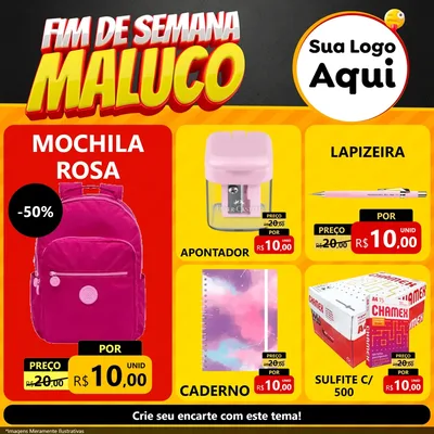 Modelo de Rede Social para Feed Facebook com o tema Final de Semana Maluco para Papelaria
