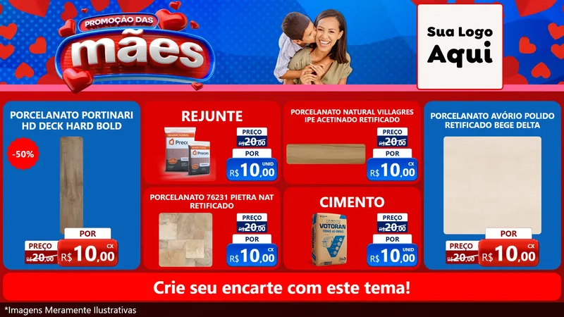 Modelo de TV para TV Horizontal com o tema Promoção das Mães para Pisos e revestimentos