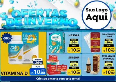 Modelo de Encarte para Encarte A4 Horizontal com o tema Ofertas de Inverno para Farmácia