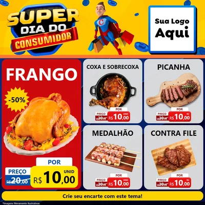 Modelo de Rede Social para Feed Facebook com o tema Super Dia do Consumidor para Assados