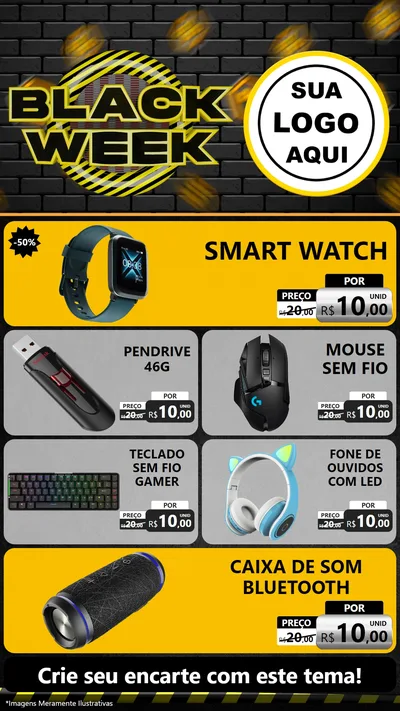Modelo de TV para TV Vertical com o tema Black Week para Informática