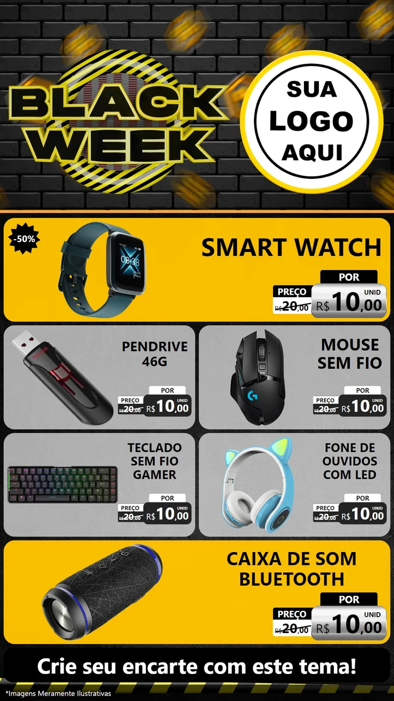 Modelo de TV para TV Vertical com o tema Black Week para Informática