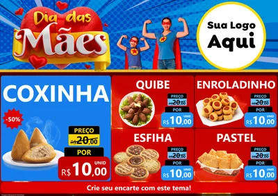 Modelo de Encarte para Encarte A4 Horizontal com o tema Dia das Mães para Salgadaria