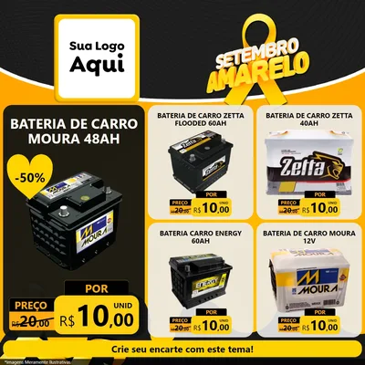 Modelo de Rede Social para Feed Facebook com o tema Setembro Amarelo para Baterias Elétricas