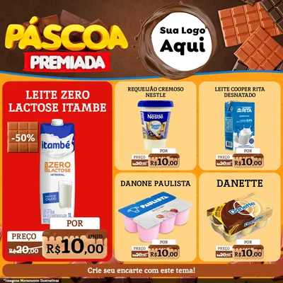 Modelo de Rede Social para Feed Facebook com o tema Páscoa Premiada para Frios e Laticínios