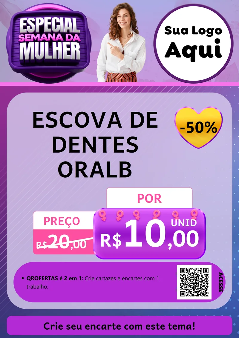 Modelo de Cartaz para Cartaz A4 Vertical com o tema Especial Semana da Mulher para Higiene Pessoal