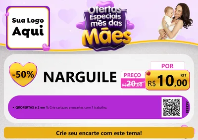 Modelo de Cartaz para Cartaz A4 Horizontal com o tema Ofertas Especiais - Mês das Mães para Tabacaria